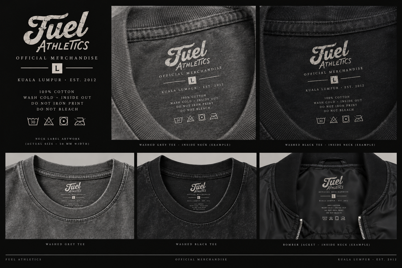 Black Fuel Athletics neck label design mockup